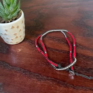 Red, silver, black beaded wrap bracket